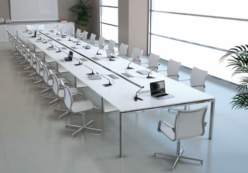Mesa de conferências contemporânea - LASA S.R.L. - em madeira / em vidro / com base metálica