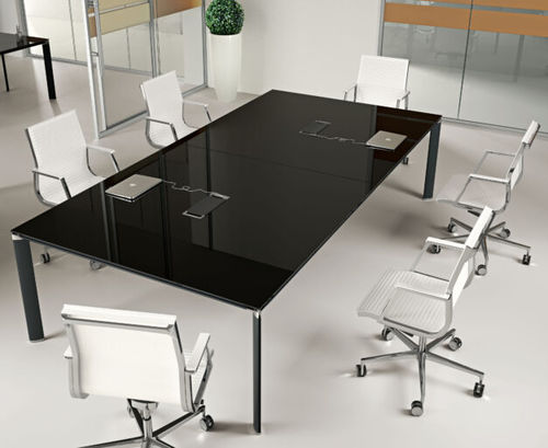 Mesa de reunião contemporânea - LASA S.R.L. - em madeira / em vidro / com base metálica