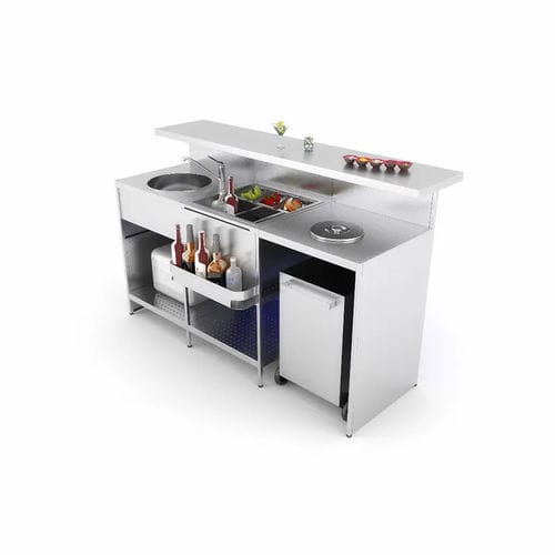 Balcão para bar - Smart  - Moving Glass & Metal Design - em aço inoxidável / reto / curvo