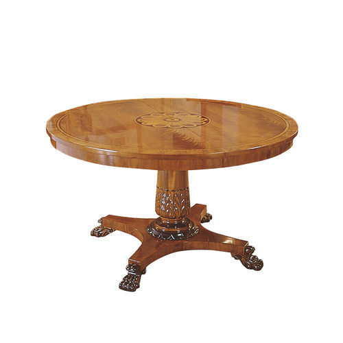 Mesa de jantar clássica - JERICA - ACANTO - com folheado de madeira / com base em madeira / redonda