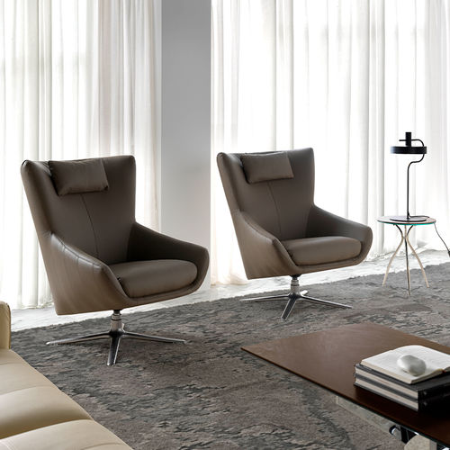 Poltrona contemporânea - 5044 - Angel Cerdá - em couro sintético / com almofada removível / com encosto alto