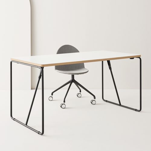 Mesa de reunião contemporânea - FOLD-UP - SEGIS - em compensado / em laminado / com base em aço cromado