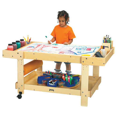 Mesa de desenho em compensado - 58500JC   - Jonti-Craft, Inc. - retangular / com compartimento de arrumação / com rodízios