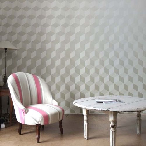 Papel de parede contemporâneo - DESIGNLUX#1 - Papiers de Paris - geométrico / efeito 3D / branco