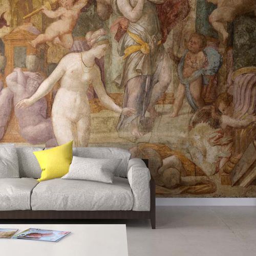 Papel de parede clássico - RENAISSANCE FRESCO1/14  - Papiers de Paris - com cena / efeito papel de parede / marrom
