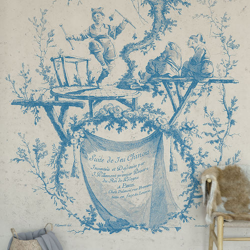 Papel de parede clássico - CHINESE DECOR  - Papiers de Paris - padrão com esboço / com cena / efeito papel de parede