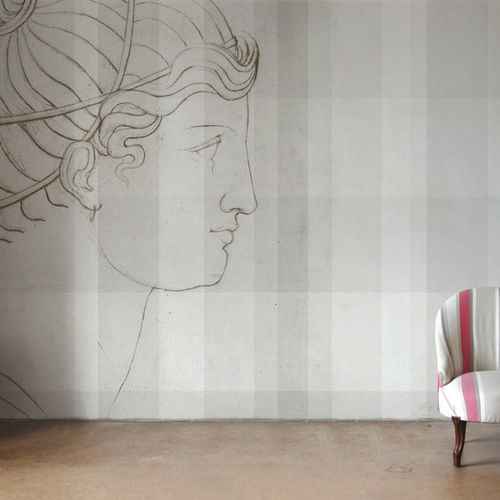 Papel de parede contemporâneo - PORTRAIT - Papiers de Paris - com cena / efeito de tecido / bege