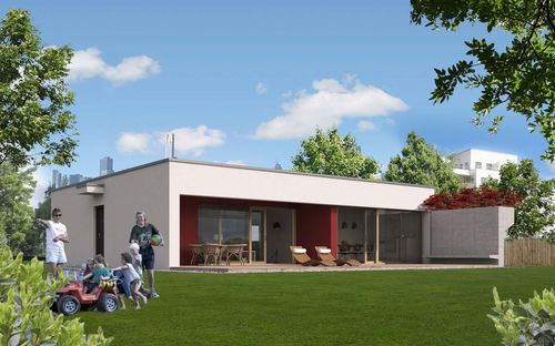 Casa pré-fabricada - EK 041 - ekokoncept, wooden prefabricated buildings, d.o.o - ecológica / contemporânea / com varanda