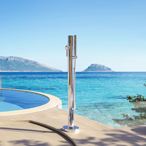 Coluna de banho para ambiente externo - TELEFONO M e6 - Inoxstyle - para spa / em aço inoxidável / sobre pé