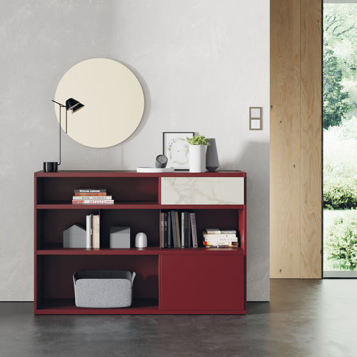 Livreiro modular - EST111 - VIVE - MUEBLES VERGE S.L. - contemporâneo / em madeira laqueada / em vidro