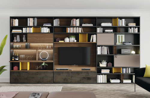 Livreiro modular - EST123 - VIVE - MUEBLES VERGE S.L. - alto / contemporâneo / em madeira laqueada