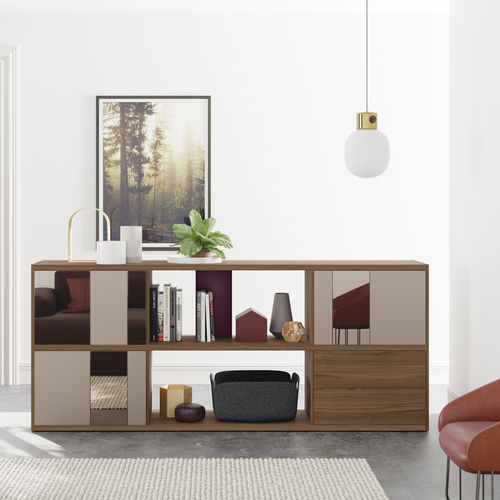 Livreiro modular - EST124 - VIVE - MUEBLES VERGE S.L. - para separação de ambientes / contemporâneo / em madeira laqueada