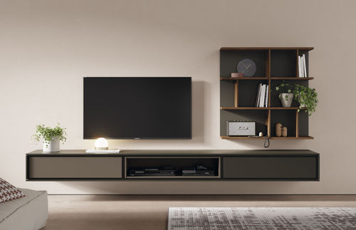 Móvel de parede contemporâneo para TV - BOOK 06 - VIVE - MUEBLES VERGE S.L. - em madeira laqueada / em carvalho / modular