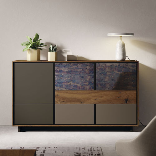 Buffet aparador contemporâneo - BOOK 20 - VIVE - MUEBLES VERGE S.L. - em madeira laqueada / em carvalho / em vidro