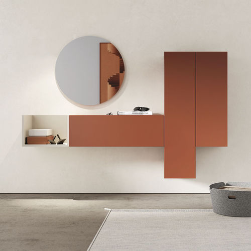 Móvel de entrada contemporâneo - ON RECIBIDOR 1 - VIVE - MUEBLES VERGE S.L. - de parede / em madeira laqueada / com espelho