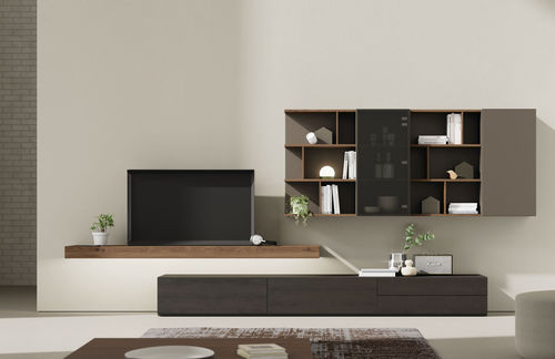 Móvel de parede de sala contemporâneo - ON SAL&Oacute;N 3 - VIVE - MUEBLES VERGE S.L. - com folheado de madeira / em madeira laqueada fosca / em carvalho natural