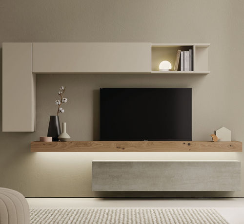 Móvel de parede de sala contemporâneo - ON SAL&Oacute;N 8 - VIVE - MUEBLES VERGE S.L. - com folheado de madeira / em madeira laqueada fosca / em carvalho natural