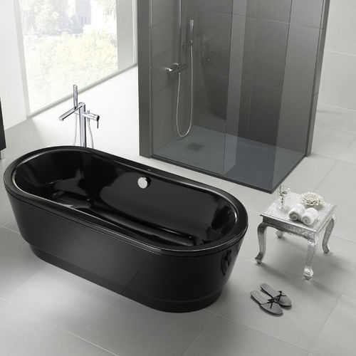 Banheira oval - OPERA - Ceramicas Gala - freestanding / em aço / preta