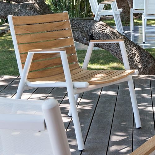 Cadeira de restaurante contemporânea - PILOTIS - VLAEMYNCK - para ambiente interno / em Batyline® / em teca