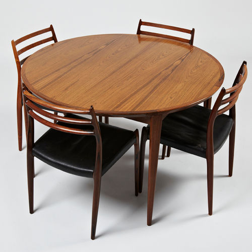 Mesa de jantar de design escandinavo - 1955 - 1969 - paere dansk - em madeira / redonda / oval