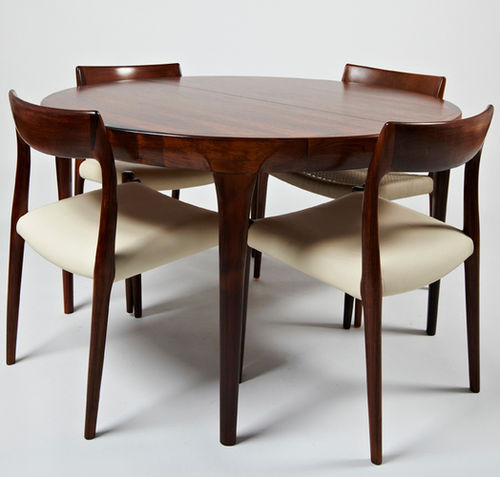 Mesa de jantar de design escandinavo - 1964-69 - paere dansk - em pau-rosa / redonda / oval