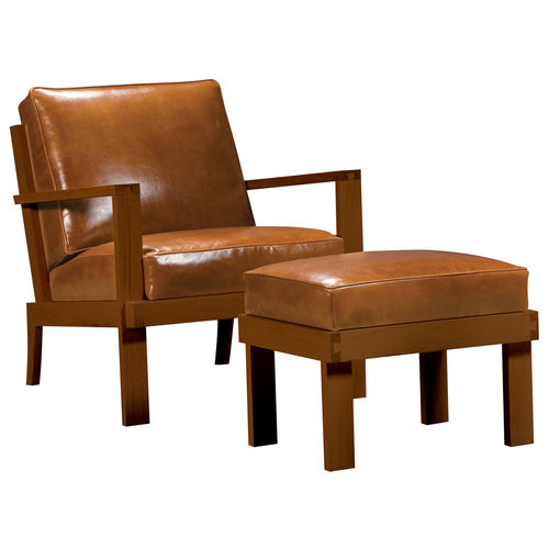 Poltrona clássica - CORONADO : OCEAN BLVD CL-8780-CH - STICKLEY - em couro / em madeira / com apoio para pés