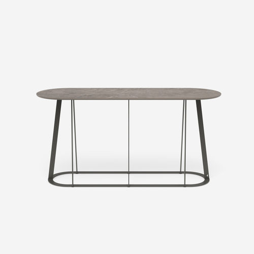 Aparador contemporâneo - Plat-O Server Medium - HALDANE - em Dekton® / com base em aço inoxidável / oval