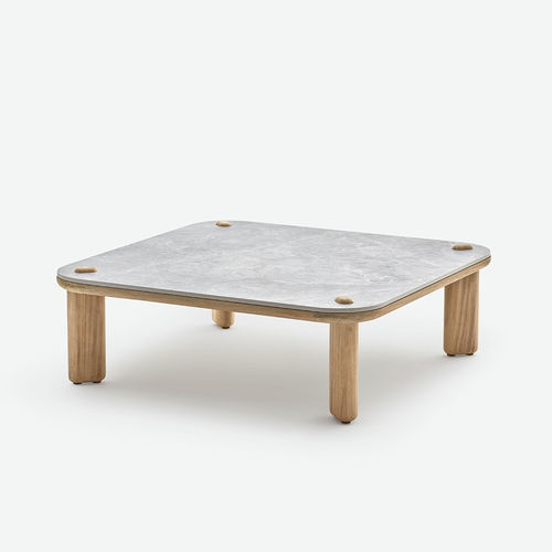 Mesa de centro contemporânea - KNOPPIE SMALL - HALDANE - em Dekton® / com base em madeira de iroco / quadrada