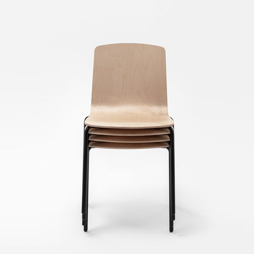 Cadeira para interlocutor contemporânea - LOTO - Mara - para ambiente interno / em bétula / em aço
