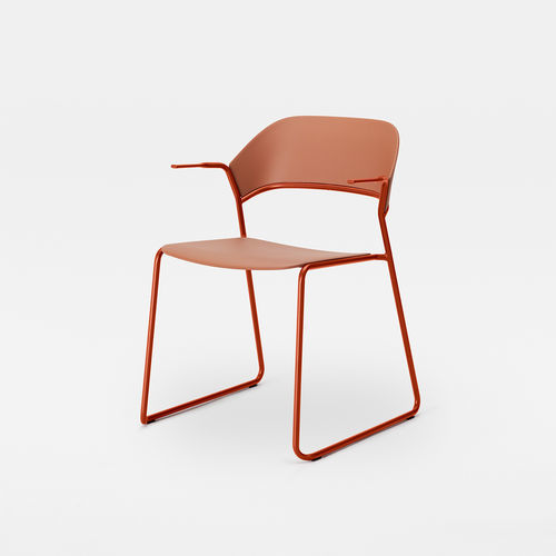 Poltrona de design minimalista - AERA SLED - Mara - em tecido / em polipropileno / metálica