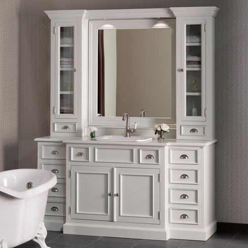 Gabinete de banheiro de piso - CAMBRIDGE - Aqua Prestige - em madeira / em mármore / em quartzo