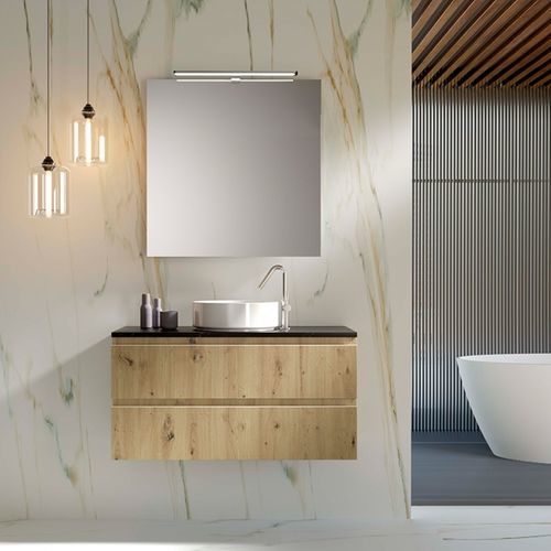 Gabinete de banheiro suspenso - 01 - Mi baño - em cerâmica / em laminado melamínico / em pedra