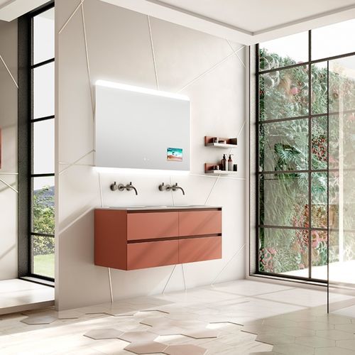 Gabinete de banheiro suspenso - 04 - Mi baño - em aço / em Superfície Sólida / contemporâneo