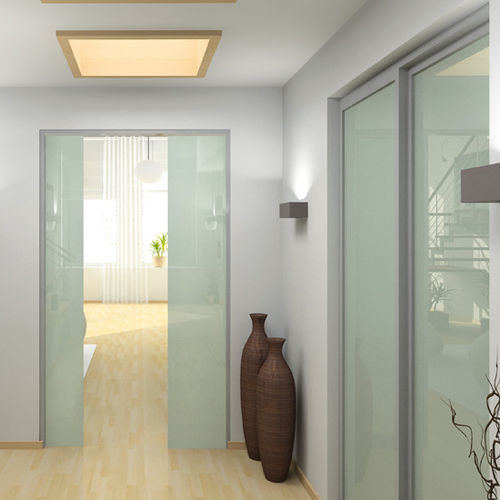 Porta interna - ECO : SV - SAHECO - em vidro / de correr / com vidro