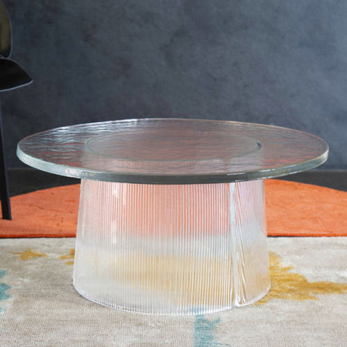 Mesa lateral contemporânea - BENT - Pulpo - em vidro / com base em vidro / redonda