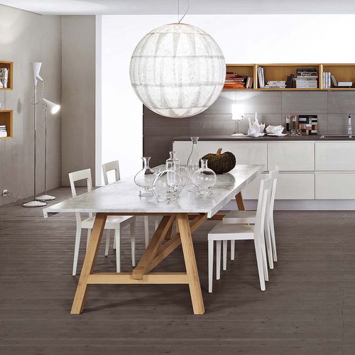 Mesa contemporânea - ACHILLE - L'abbate - em madeira de freixo / em mármore / retangular