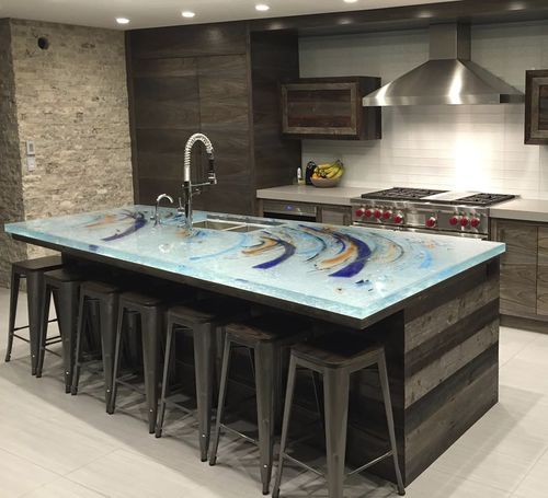 Cozinha contemporânea - FUNCTIONAL ART - ThinkGlass - em vidro / com ilha / em L