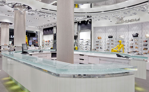 Balcão de recepção curvo - ThinkGlass - em vidro / para hotel / para bar