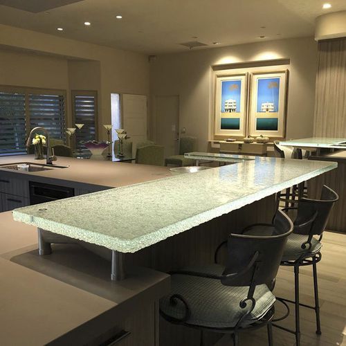 Tampo de bancada em vidro - ThinkGlass - para cozinha / para ambiente externo / multicores