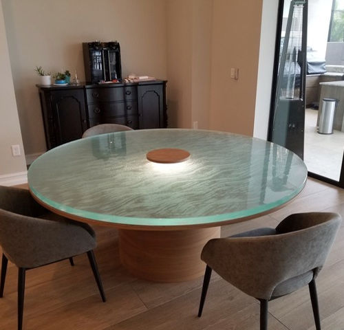 Mesa contemporânea - ThinkGlass - em madeira / em vidro / com base em madeira