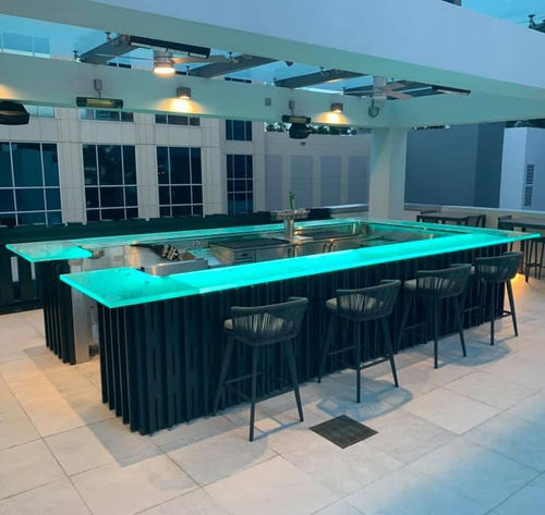 Balcão para bar - ThinkGlass - em vidro / em U / com iluminação
