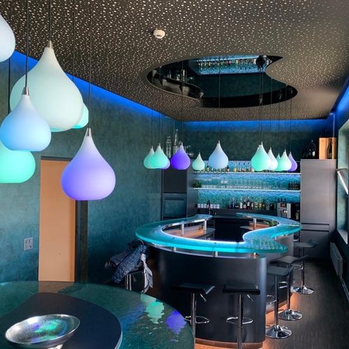 Balcão para bar - AQUA ICE / AQUA GRANULA - ThinkGlass - para cozinha / em vidro / curvo