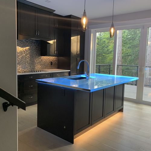 Balcão para cozinha - ThinkGlass - em vidro / reto / com iluminação