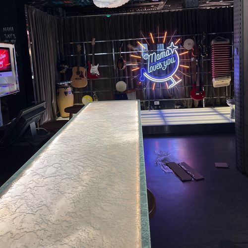 Balcão para bar - ThinkGlass - para cozinha / em vidro / em madeira