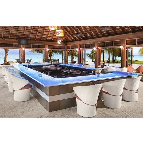 Balcão para bar - MEERU ISLAND RESORT & SPA - ThinkGlass - em vidro / em L / com iluminação