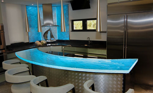 Mesa alta contemporânea - OCEAN HOUSE - ThinkGlass - em vidro / redonda / retangular