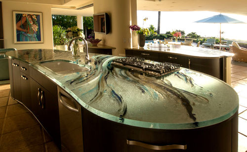 Tampo de bancada em vidro - NATURA ARTISTIQUE - ThinkGlass - para ambiente externo / multicores / polido