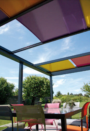 Pérgola apoiada em parede - ARLEQUIN - SOLISYSTEME - em alumínio / com cobertura retrátil / modular