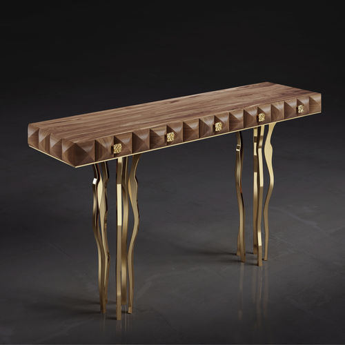 Aparador de design original - IL PEZZO 10 - Il Pezzo Mancante - em madeira maciça / em nogueira americana / com base em latão