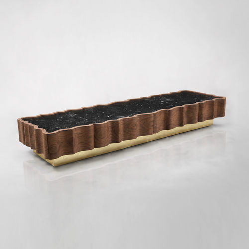 Mesa de centro de design original - IL PEZZO 2 - Il Pezzo Mancante - em nogueira / em madeira maciça / em latão